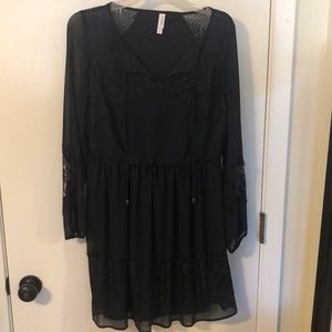 Navy Tunic Dress with Lace Detail